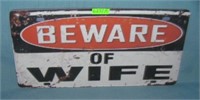 Beware of wife License plate size retro style sign