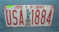Statue of Liberty USA License plate size retro sig
