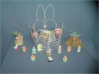 Wire basket full o0f Easter decorations