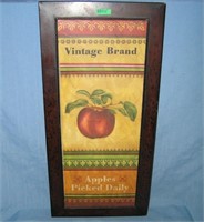 Vintage brand apples picked daily metal wall sign