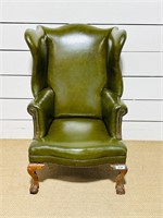 Faux Leather Clawfoot High Back Chair