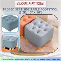 PADDED SEAT SIDE TABLE FOOTSTOOL (SIZE: 10" x 10")