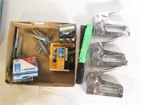 Box Of Assorted Staplers And Staples
