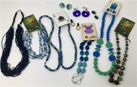 Blue and Green Earring and Necklace Collection