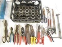 Small Crate Of Assorted Snips And Other Tools
