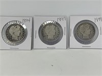 1894, 1897, 1899 Barber Half Dollars