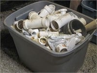 Plastic Tote Full Of Plumbing Fittings