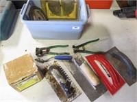 Small Tote Of Tile Tools And Supplies