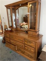 Solid oak dresser with mirror top