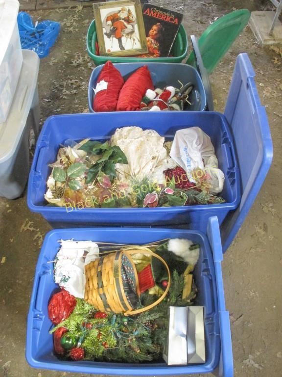 Four Totes Of Assorted Christmas Decorations