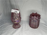 Two pieces of pink marked Fenton