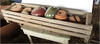 Wooden Planter Holder With A Assortment Of Pots