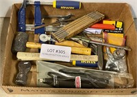 Flat with hand tools, clamps,