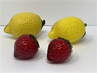 Murano Style Glass Lemons and Strawberries