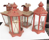 Four Red Outdoor Lanterns