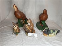 Vintage pheasants and figurines