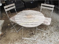 Round Folding Patio Table With Two Chairs