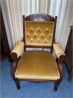 Antique gold Eastlake upholstered chair