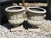Pair Of Small Plastic Urn Planters