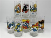 Set of Eight Smurf Drinking Glasses 1982