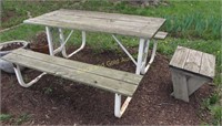 58 Inch Metal Framed Picnic Table With Bench