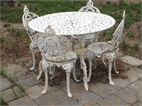 38 Inch Cast-Iron Table With Four Chairs