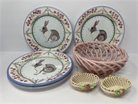 Rabbit Plates and Porcelain Baskets