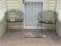 Pair Of Small Fan Back Metal Patio Chairs