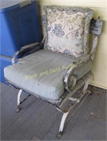 Distressed Look Wood And Metal Patio Chair