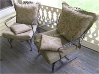 Pair Of Iron Patio Chairs With Cushions