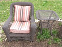 Woven Style Patio Chair With Side Table