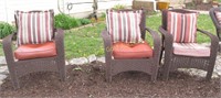 Set Of Three Woven Look Patio Chairs