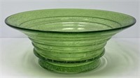 Large Green Seeded Art Glass Bowl