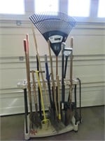 Long Handled Tools on Rolling Cart