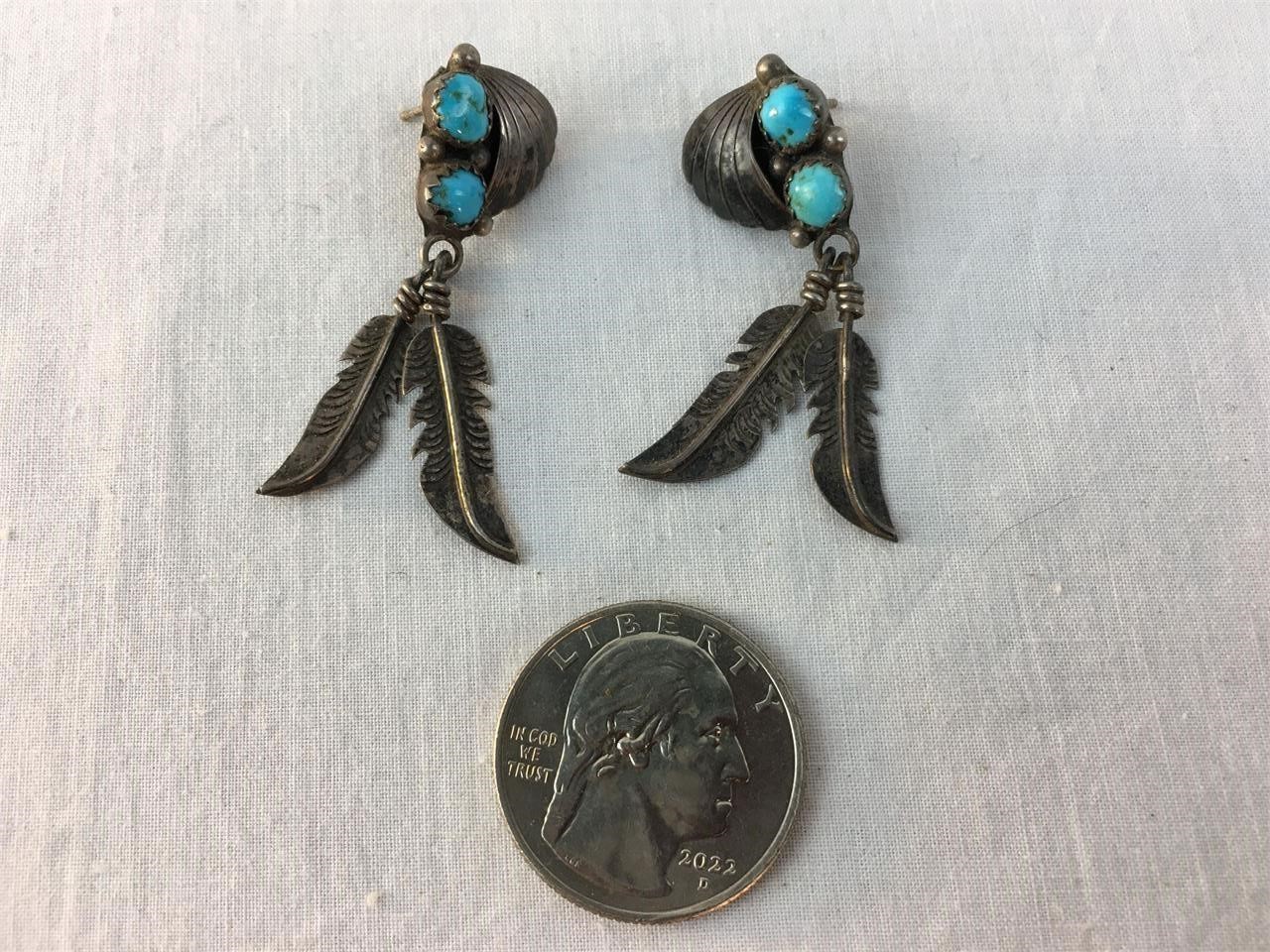 Native Sterling and turquoise Earrings