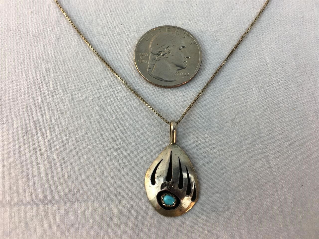 Native Sterling and Turquoise Pendant