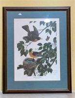 Signed and numbered print of American robins.