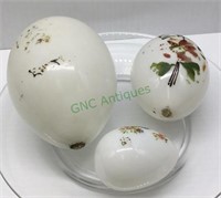 Lot of three antique milk glass Easter eggs -