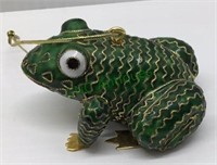 Cloisonné frog Christmas ornament 3 inches long