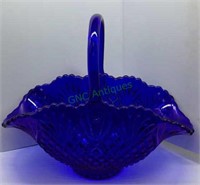 Gorgeous cobalt blue large basket bowl marked