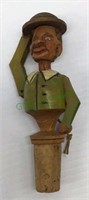 Vintage hand made wine cork - tips his hat when