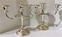 Pair of matching silver plated candelabras with