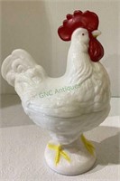 White milk glass Westmoreland rooster candy
