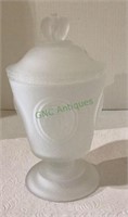 Frosted glass vintage candy dish with Eagle