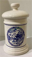 Ceramic oriental themed tall cookie jar