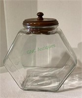 Vintage glass with wooden lid snack jar