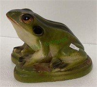 Vintage chalk frog measuring 5 inches tall on a