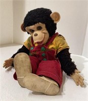 Vintage monkey doll = plush with rubber feet,