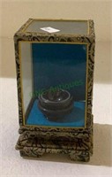 Oriental egg display shadowbox with fabric and