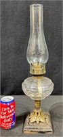Antique Glass Pedestal Oil Lamp Patented 1868